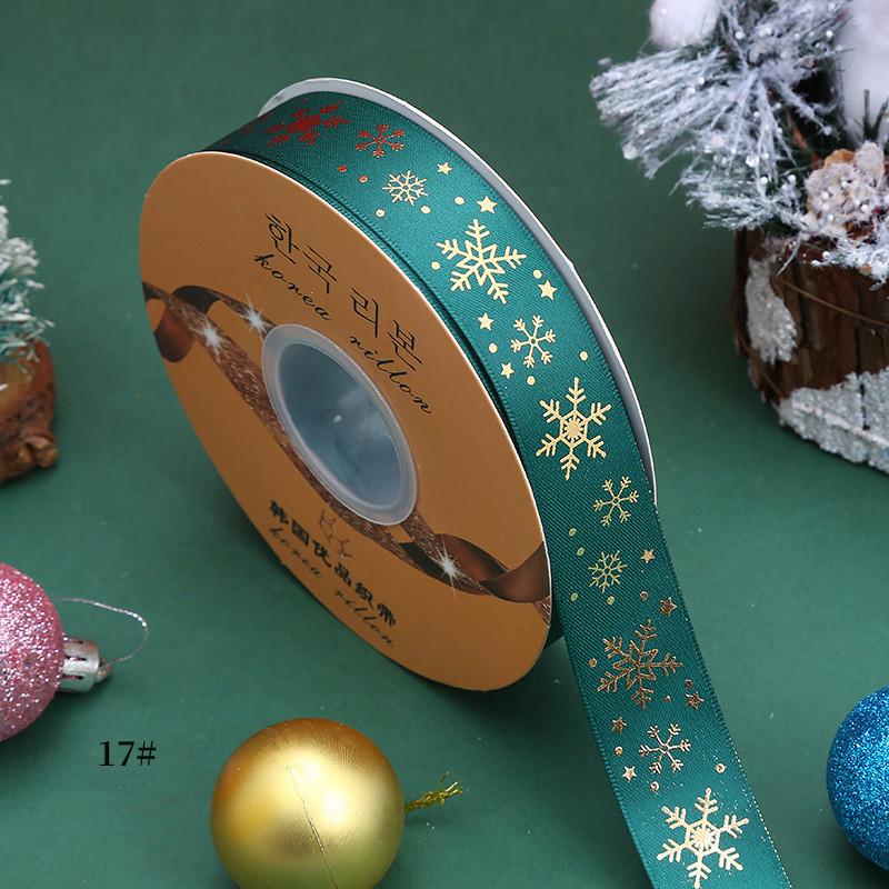 

50 ярдов, 25 мм, рождественская лента с принтом, рождественская полиэфирная лента для дизайна ручной работы, рождественское украшение, сделай сам, подарочная упаковка