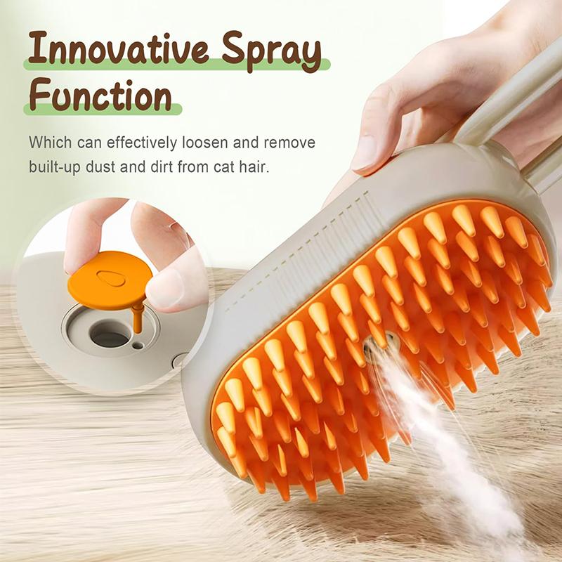 Cat Dog Pet Spray Massage Brush 3 In 1 One Button Steam Spray Folding Rotatable Floating Hair Bath Hair Removal Brush Comb