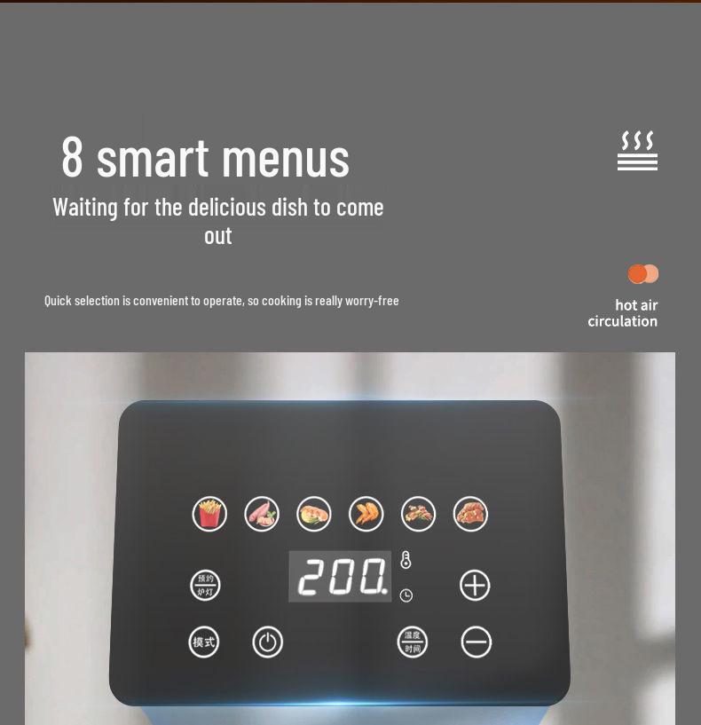 Rongsheng Touchscreen Smart Heißluftfritteuse: Großes Fassungsvermögen, Multifunktional, Vollautomatisch, Kein Wenden erforderlich