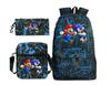 Backpack Sonic Student School Bag Cartoon Backpack Shoulder Bag Pencil Case Three-Piece Set