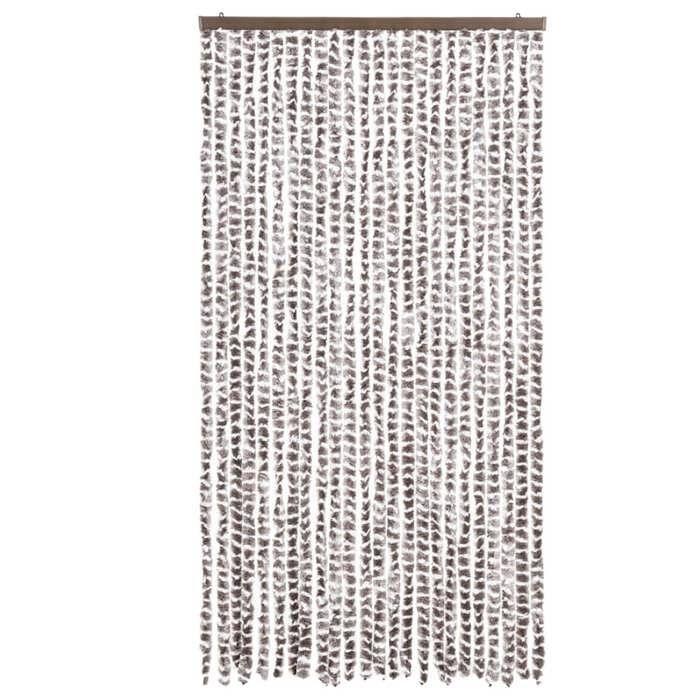 VidaXL Fly Curtain, Insect Screen with Hook, Door Curtain Adjustable Length and Width, Taupe and White 377406