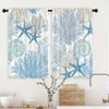 Beach Coastal Starfish Kitchen Curtain Nautical Summer Window Treatment for For Living Room For Home Decor Cafe Cabinet Decoration