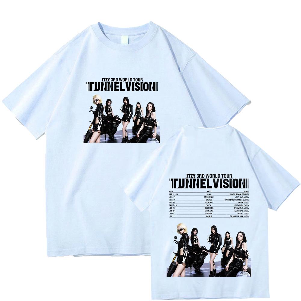 ITZY 3Rd World Tour Print T Shirt New Fashion Kpop Men Women Streetwear Casual Breathable Cotton Tees Round Neck Short Sleeve Tops