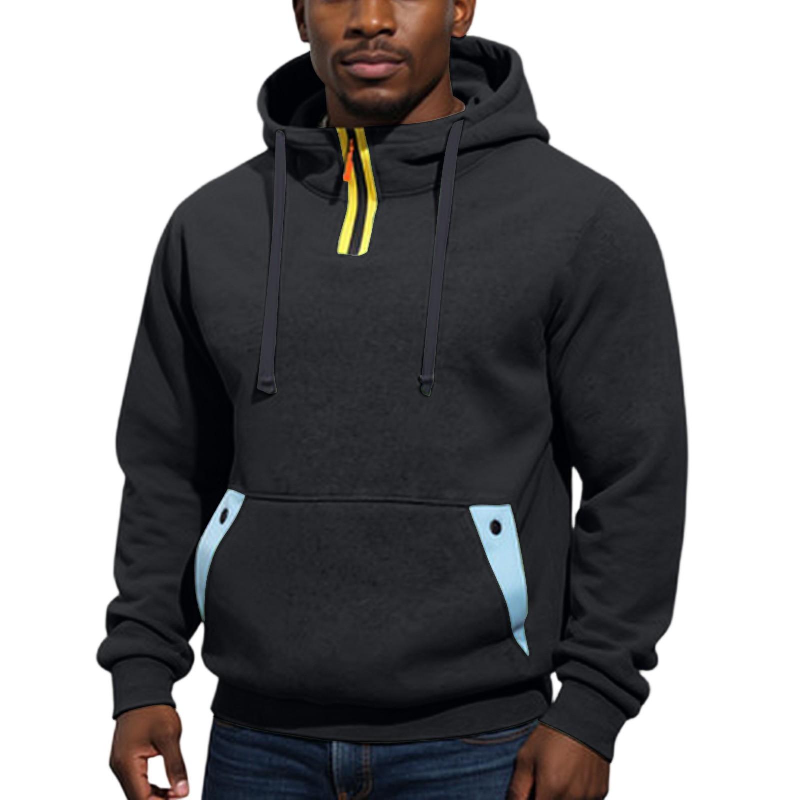 

Men s Hoodie With Zipper And Multiple Pockets Pullover XL чёрный