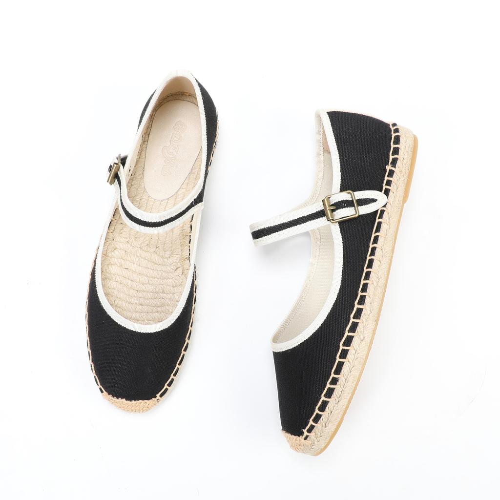 Eleganti Espadrillas Mary Jane Scarpe Piatte da Donna con Tomaia in Tela Traspirante Mocassini da Donna