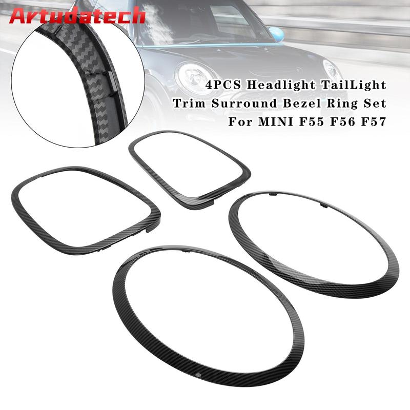 

Artudatech 4PCS Headlight TailLight Trim Surround Bezel Ring Set For MINI F55 F56 F57 F 55 56 57