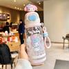 X&W Sanrio Kuromi Water Kettle 600ml Cartoon Plastic Cup Portable Double Drinking Bottle with Straw Outdoor Juice Milk Water Cup