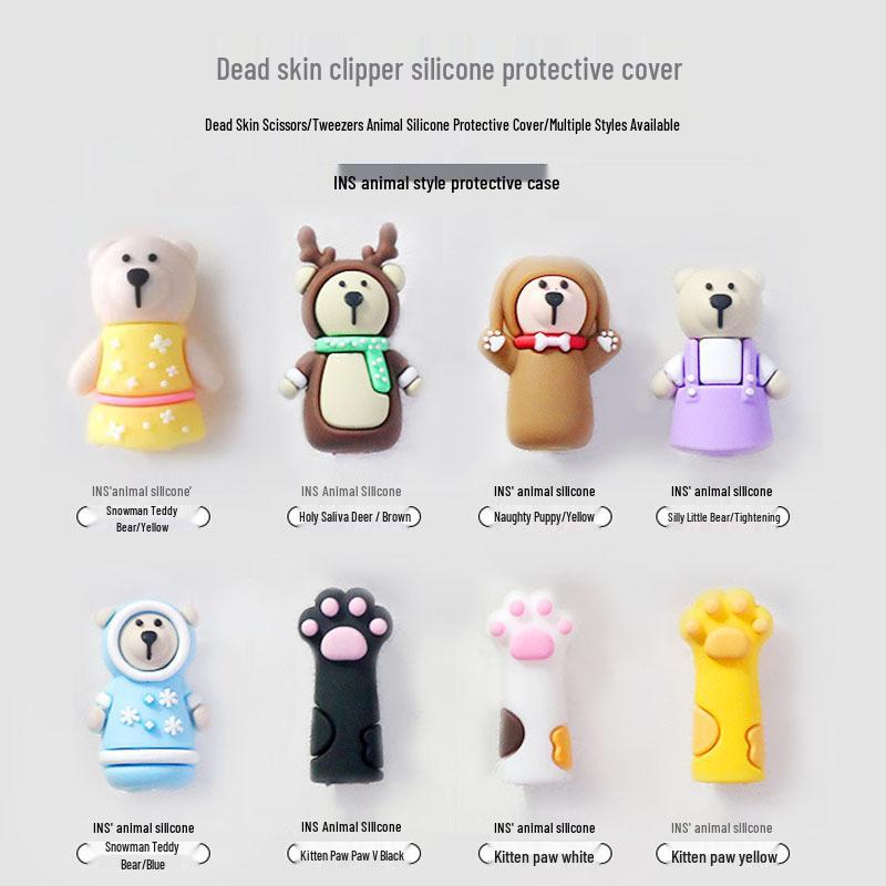 Cartoon Bear Cat Paw Silicone Protective Cover for Cuticle Scissors and Tweezers