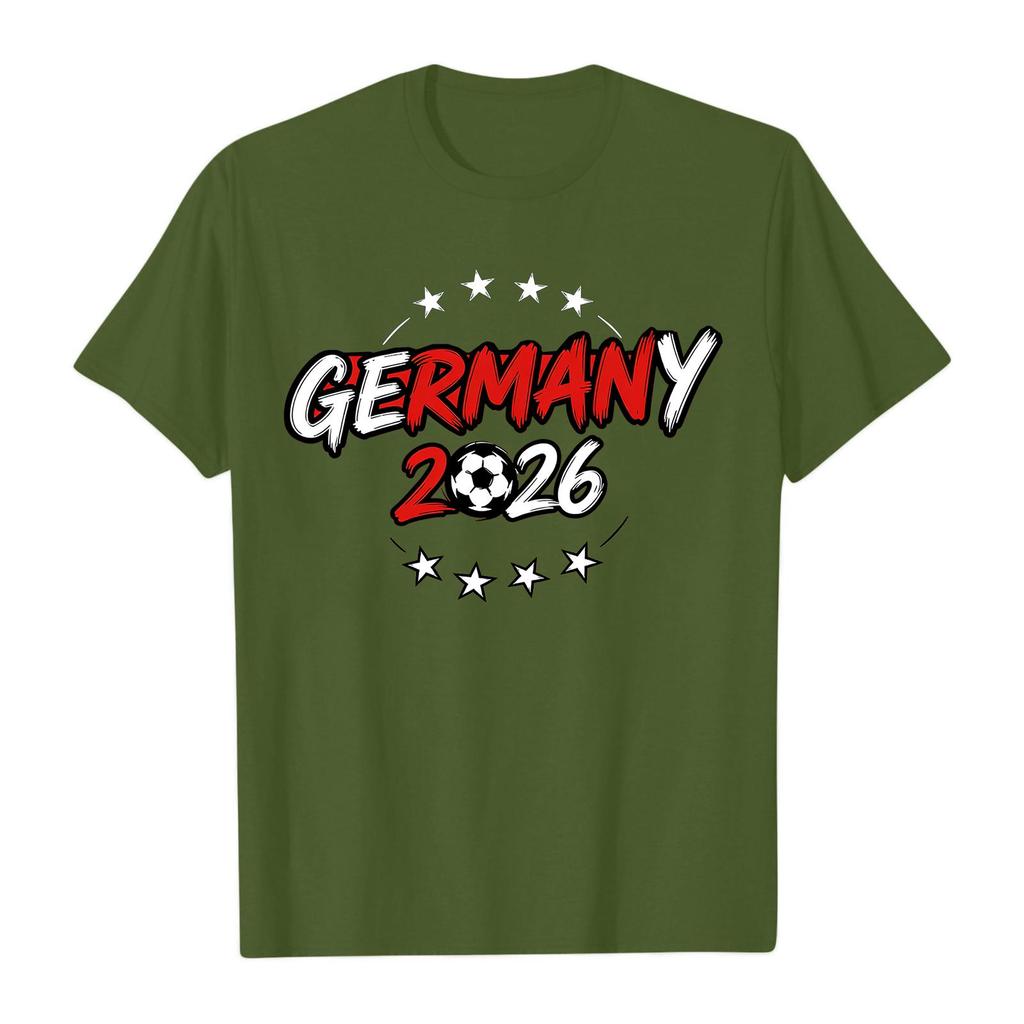 Womens Crew Neck Short Sleeve Pullover T Shirt with Letter Print Germany 2026 Graphic Casual Loose Fit Top for Supporters