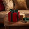 Red Green Hanging Decorations Velvet Gift Box Christmas Tree Ornament, Square Shaped Indoor Decoration with Bow for Winter Holiday Party Home