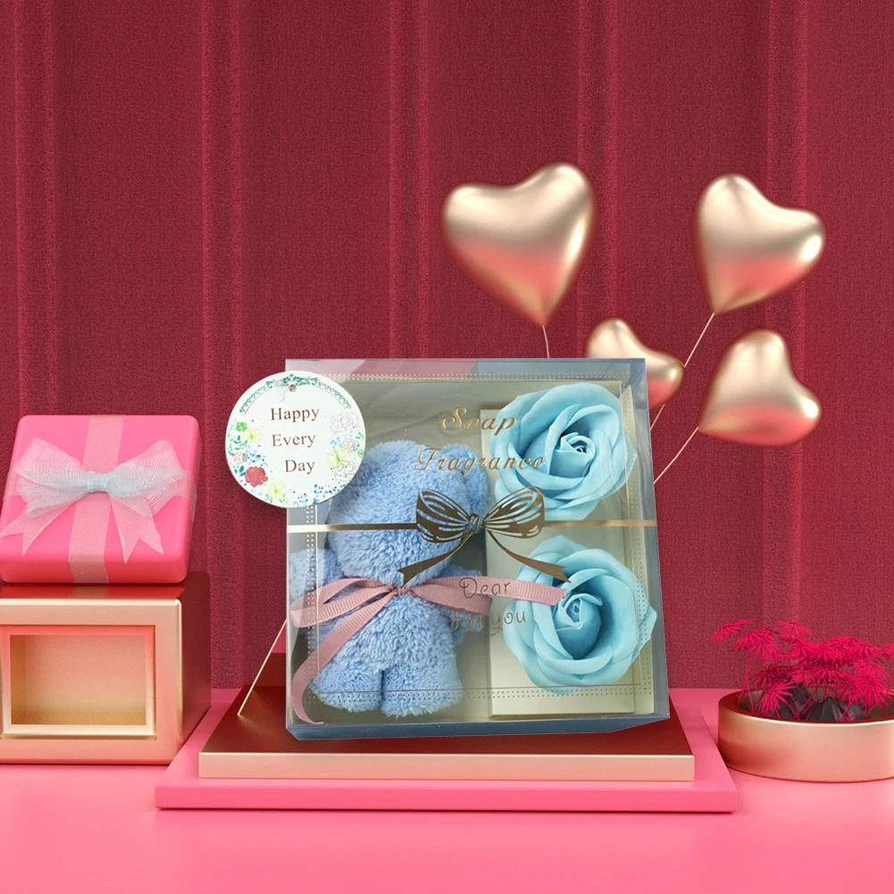 1 Set Soap Rose Flowers Bear Gift Box Xmas Birthday Valentine Wedding Gifts for Girlfriend Women Wife Mother's Day Present