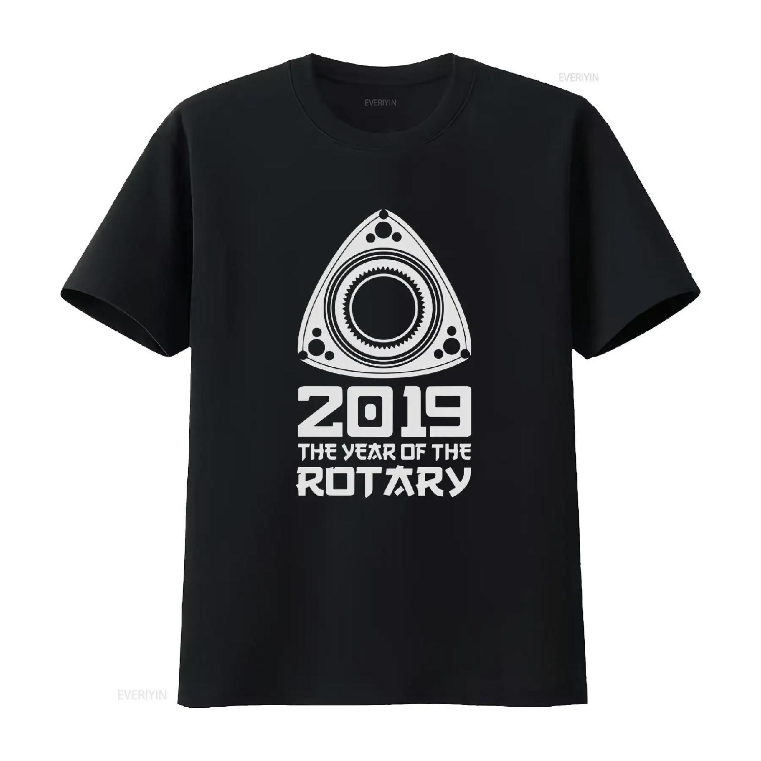 

2019 Year OF The Rotary T Shirt vintage Washed Slightly Versatile Unisex Soft homme Comfortable fashion streetwear Breathable XXXXXL чорний