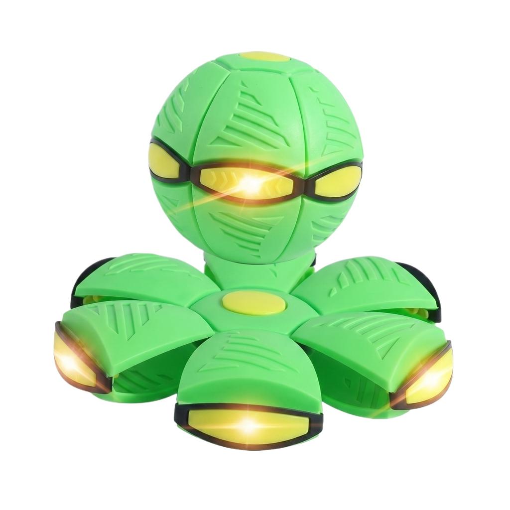 English: Kids Elastic Step Flying Saucer Ball Deformation Toy Light Up Outdoor Parent-Child Interactive UFO Ball