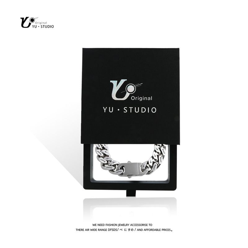 Yustudio Hip Hop Etching Brushed Titanium Steel Men s Bracelet Etched Brushed Titanium Steel Bracelet/20Cm