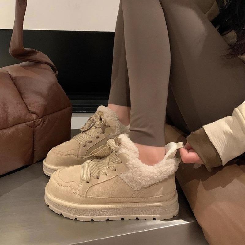 New Thick-soled Cotton Shoes with Fleece Snow Boots and Cotton Board Shoes for Women