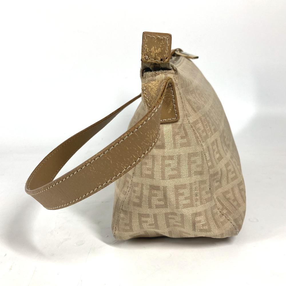 FENDI Zucchino Zucca logo bag Shoulder Bag Leather/Canvas Beige