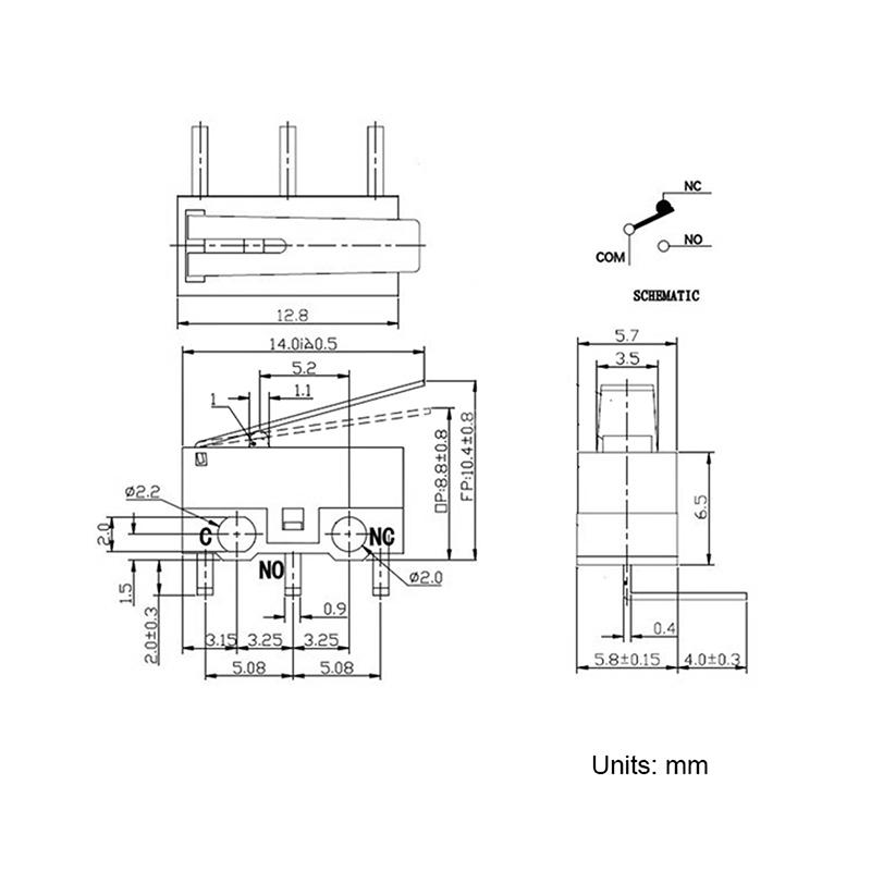 10Pcs Small Limit Right Bend Microswitch Switch With Scroll Wheel Microswitch 3Pin Curved Foot Arc Handle Micro Mouse Switch