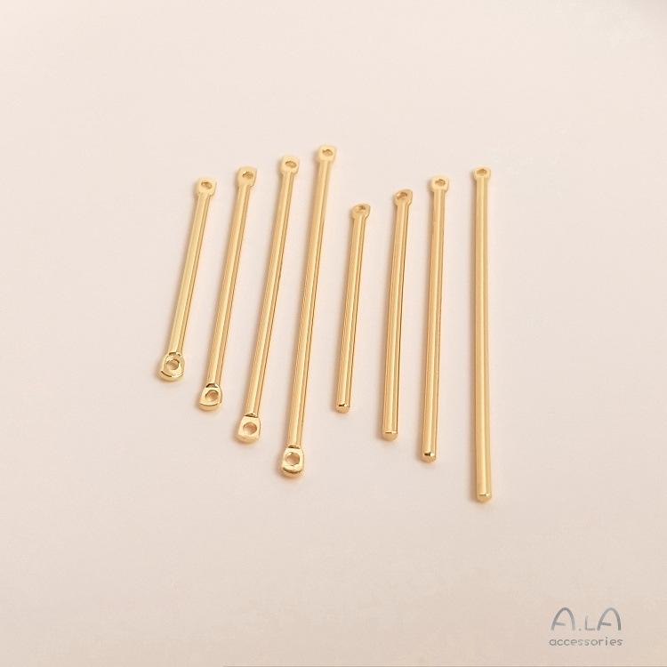 14K Gold-Filled Double-Hole Bar Connector & Single-Hole Pendant for DIY Jewelry