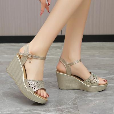 2025 Summer New Women's Sandals Platform Crystal Buckle Strap Rome Sandals Outdoor Casual Plus Size Wedges Shoes Female Zapatos