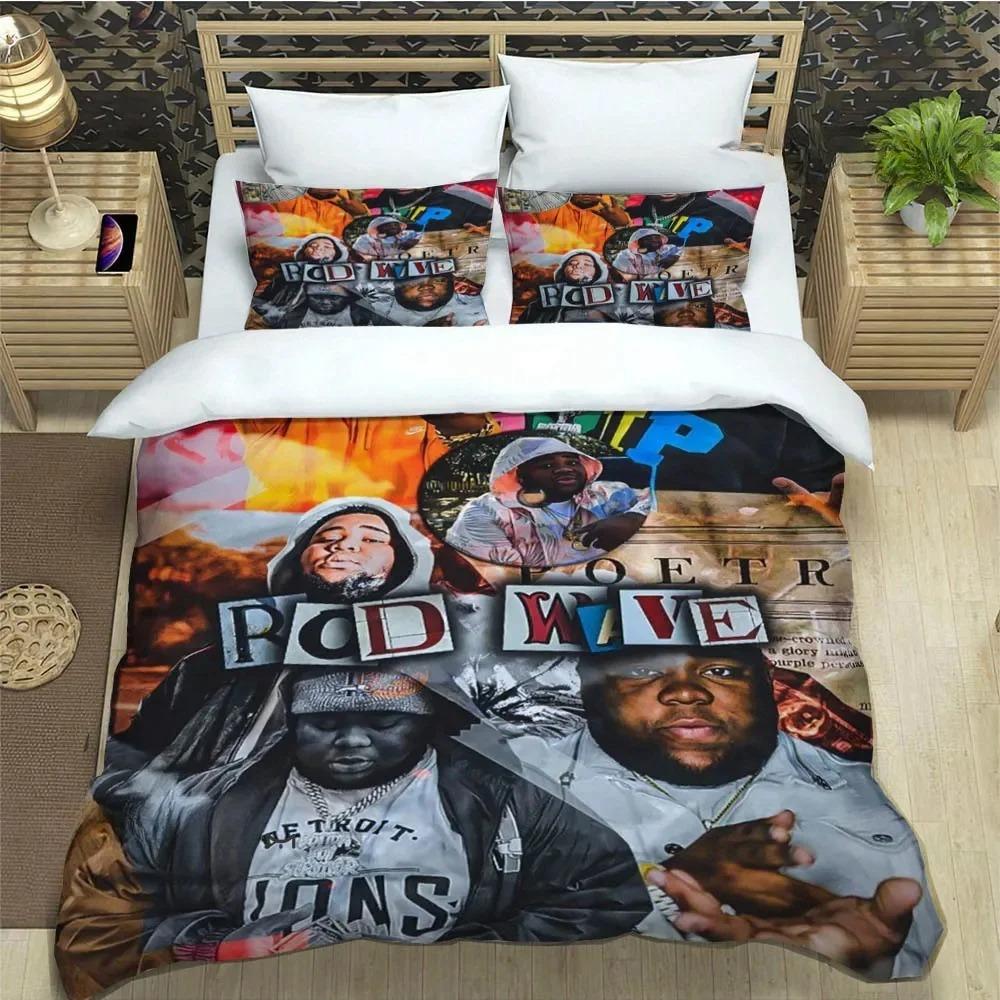 Popular Music Rod Wave Print Bedding Sets Exquisite Bed Supplies Set Duvet Cover Comforter Set Bedding Set Luxury Birthday Gift