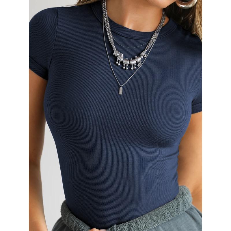 Women's Top Solid Color Sports Short Sleeve T-shirt