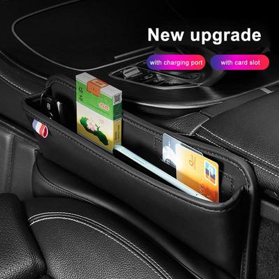 Car Slit Box Organizer Leather Car Seat Crevice Gap Storage Bag Organizer Pocket Slot Storage Box Phone Holder Car Accessories