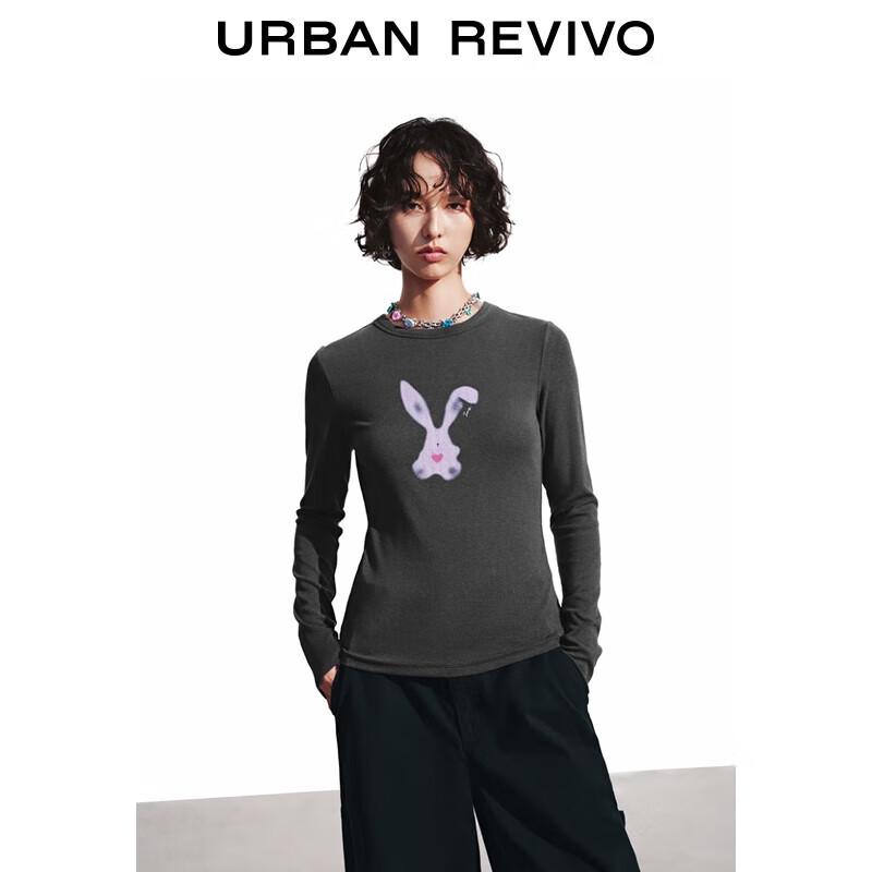 UR2025 Women s Cute Rabbit Print Long Sleeve T-Shirt