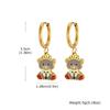 Dainty Cute Bear Pendant Earrings for Women Girl Hypoallergenic Stainless Steel Cartoon Drop Earrings Fashion Jewelry Gifts