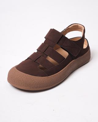 Women's Sandals with Velcro 254023 36 Brown Nubuck