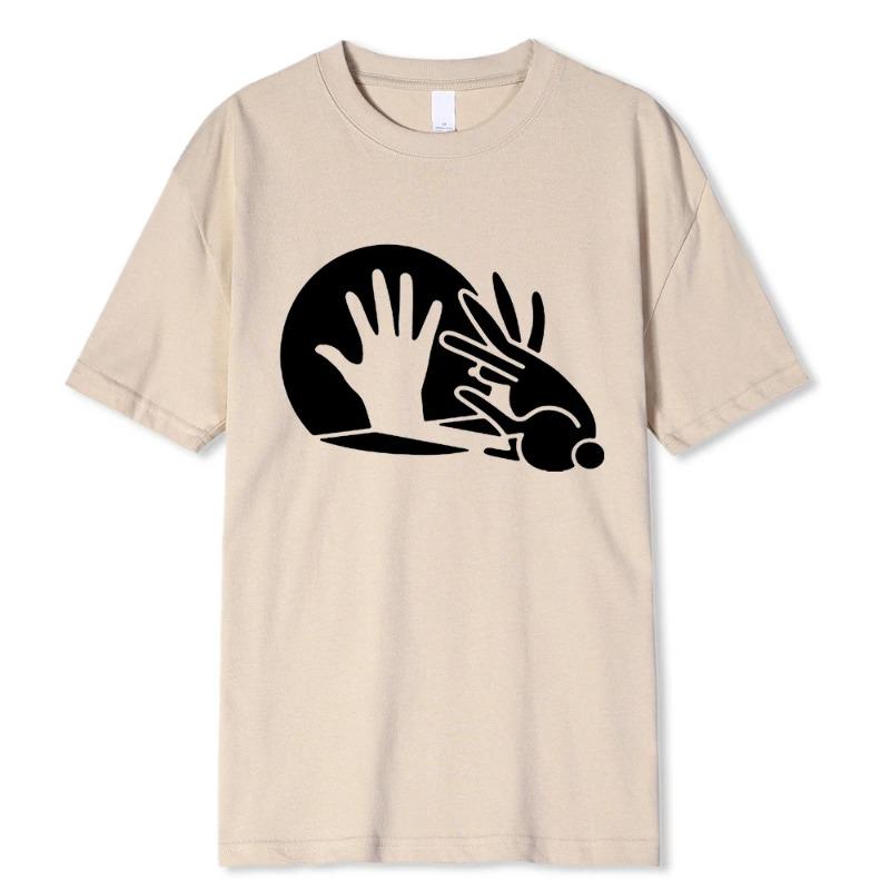 Men Funny Rabbit Shirt Animal Bunny Lover Shadow Play Pun Gift T-Shirt Oversized Tops Shirt Prevailing 100% Cotton T-Shirts Men’s