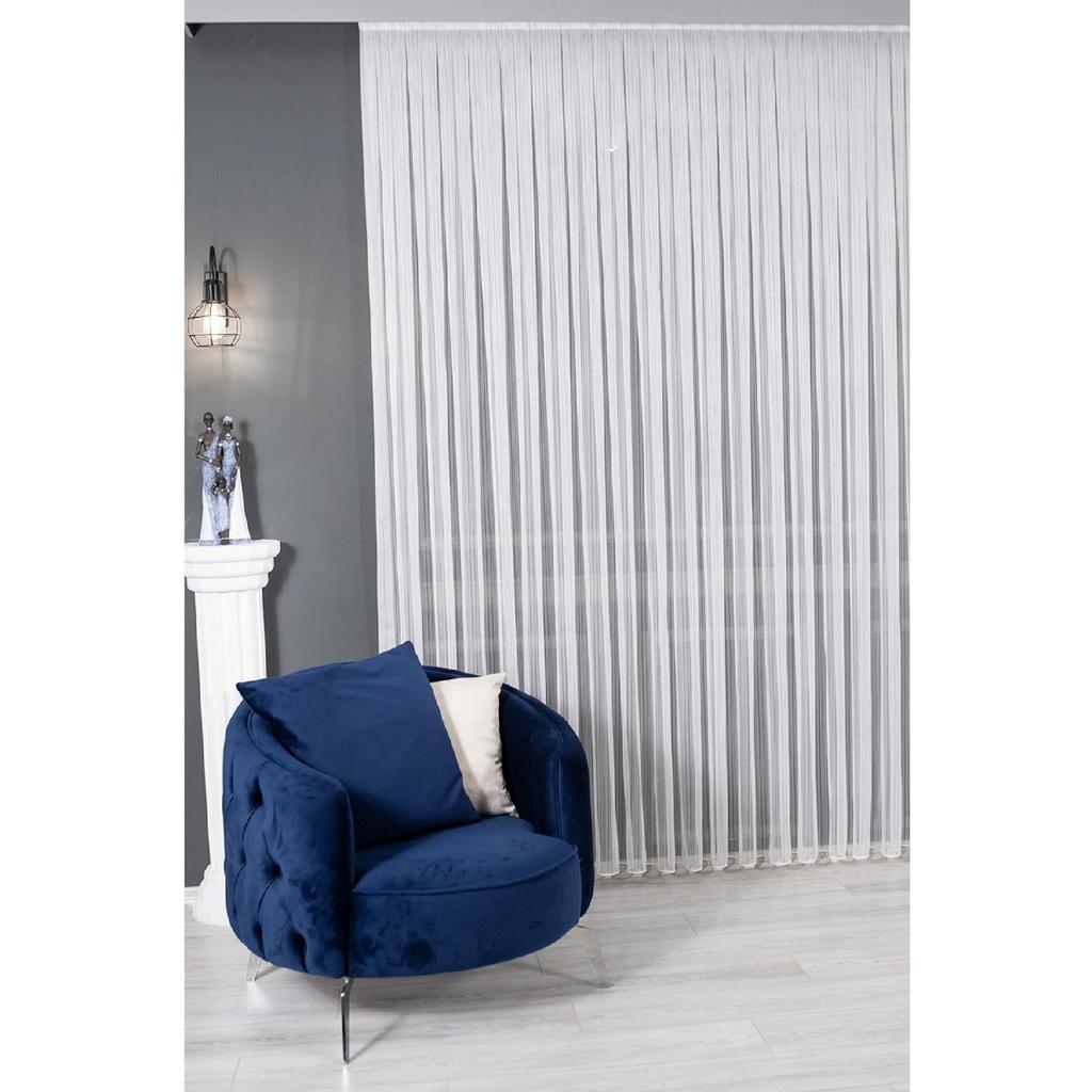 Striped Tulle Curtain, 1/3 Tight Pleated, Does Not Wrinkle, Does Not Require Ironing - Extra Weight