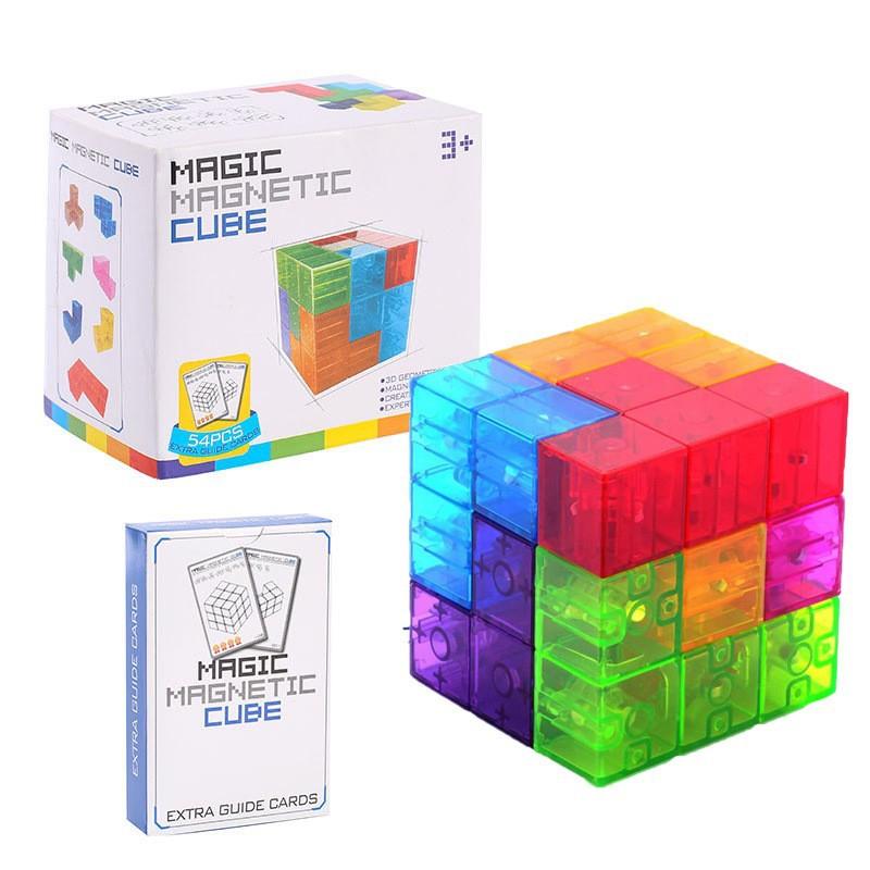 Magnetic Rubik's Cube Blocks Soma Cube Children's Magnetic Cube Magnet Iron Suction Puzzle Toys Lupin Block