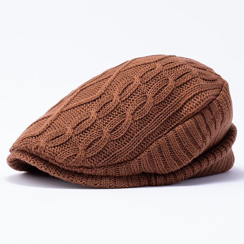 Big Size Autumn Winter Warm Plush Knitted Berets Big Head Retro Versatile Newsboy Caps Women Men Ear Protection Visor Flat Cap