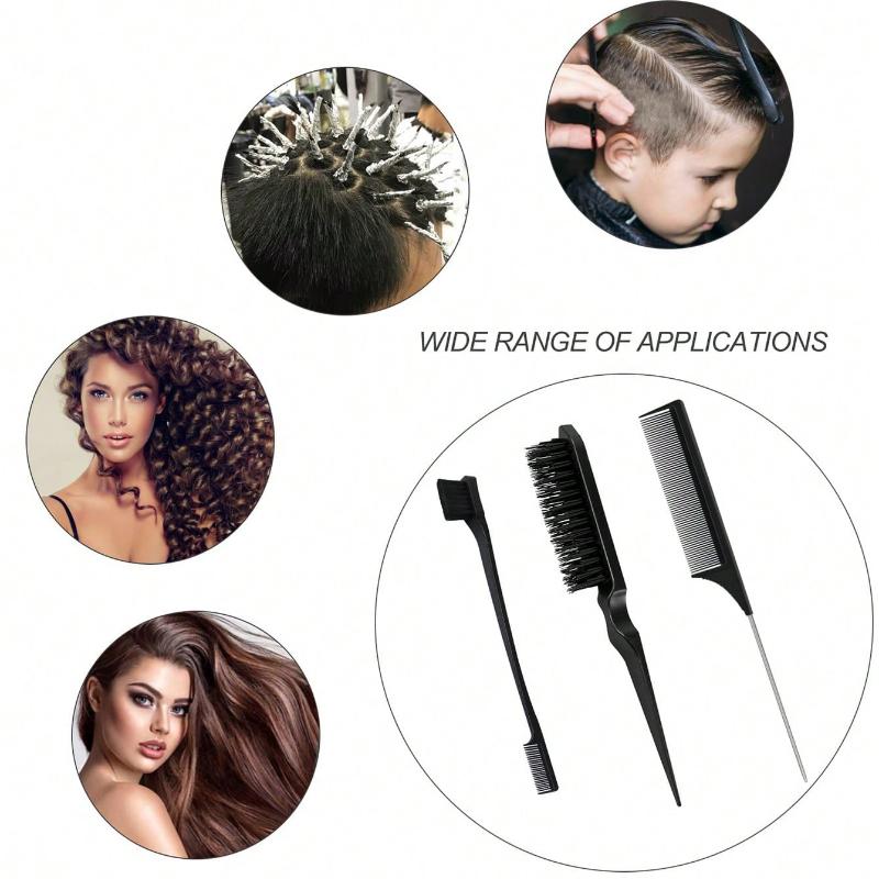 3pcs/set Hairdressing Tools Including Teasing Brush, Dip Dye Brush, Pointed Tail Comb, Eyebrow Brush, Great For Diy Hairstyles