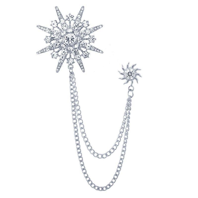 Luxury Gold Plated Men Chain Sun-star Women Brooch