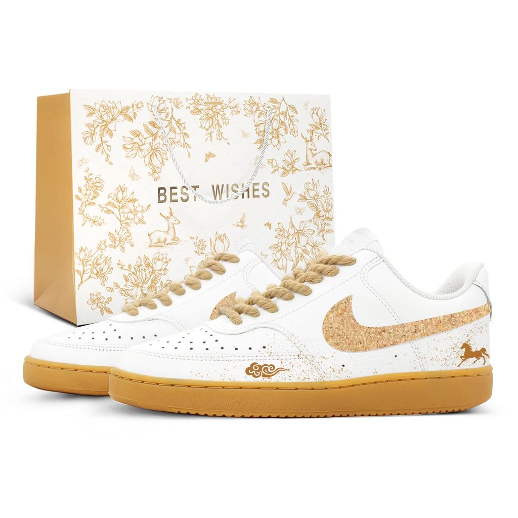 Nike Court Vision 1 Horse Stepping On Auspicious Clouds, Shopping Bag Included Abrasion Resistant Low top CD5463-105(TEAM795-)