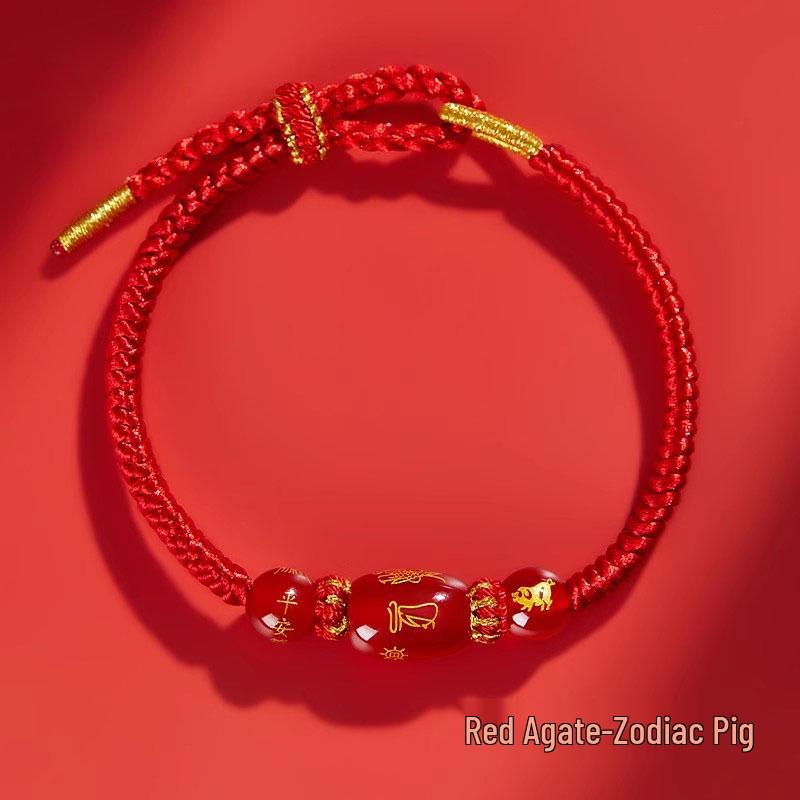 2026 Year of the Horse Zodiac Red Rope Bracelet - Women's/Men's Tai Sui Protective Charm for Horse, Rat, Ox, Rabbit Signs