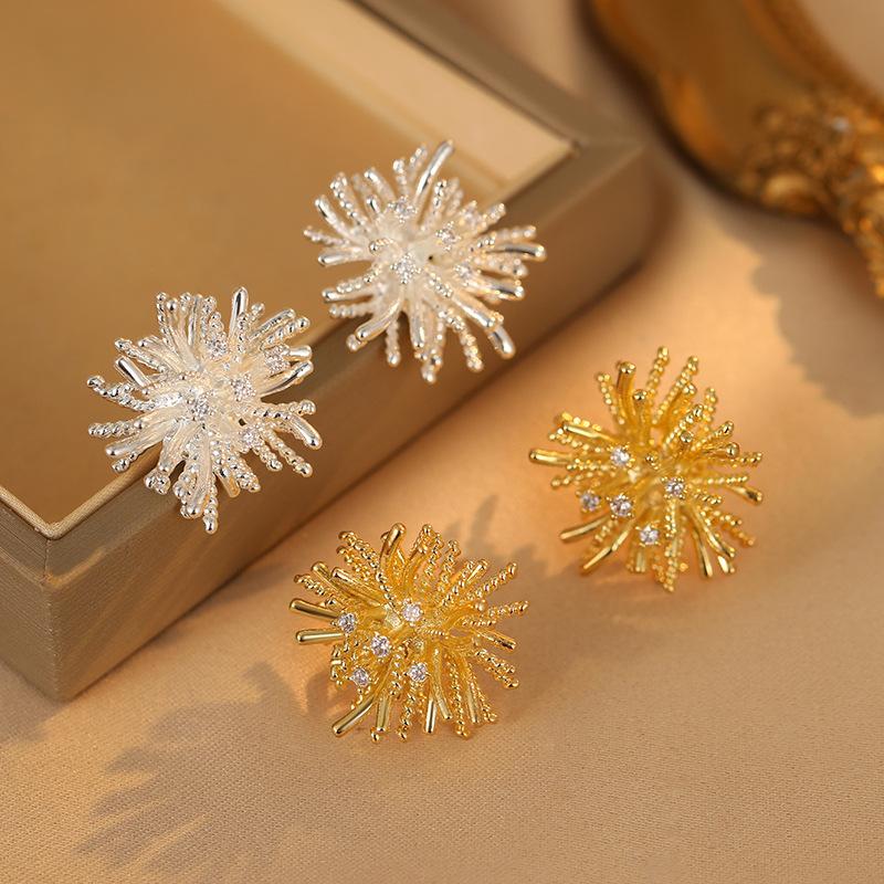 Luxury Dandelion Earrings For Women Vintage Exaggerated Design Elegant Statement Jewelry Gift