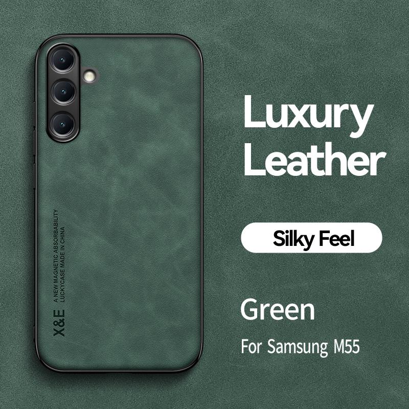 For Samsung M55 5G Case M556B 6.7" Car Holder Magnetic Leather Texture Phone Cases for Samsung Galaxy M15 5G M156B 6.5" Cover