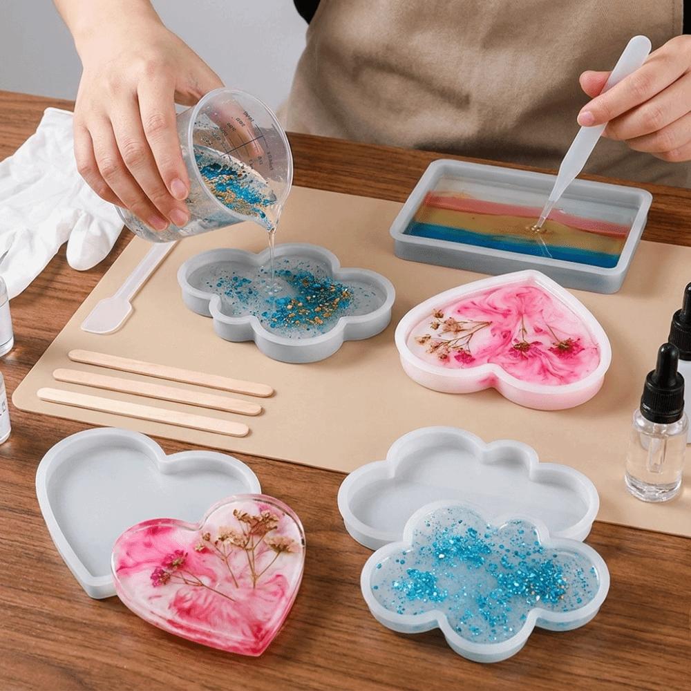 Flexible Geometry Tray Mold Multi-purpose Cup Mat Mold Casting Molds Plaster Mold  Home Decorations