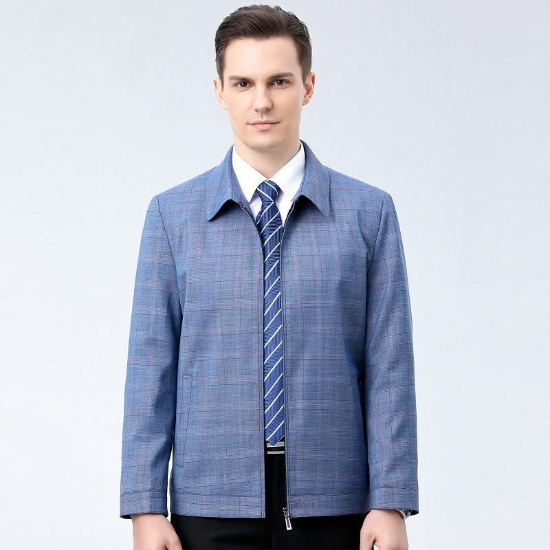 2024 Spring & Fall Men's Wool Lapel Jacket - Casual Business Coat for Middle-aged & Elderly