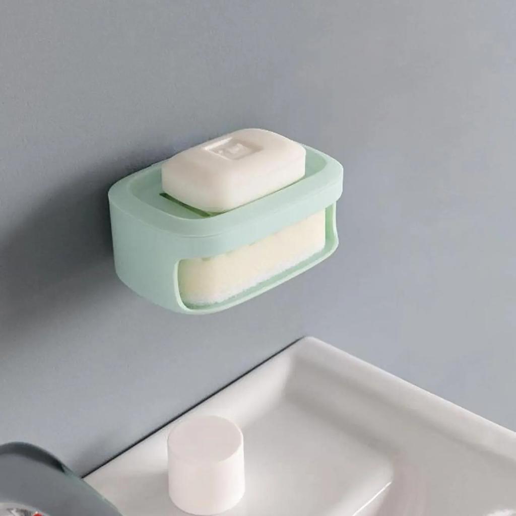 1PC No Need To Punch Soap Box Grey Rapid Draining Waterproof Creative Japanese Style Simple Soap Holder Thickening Material