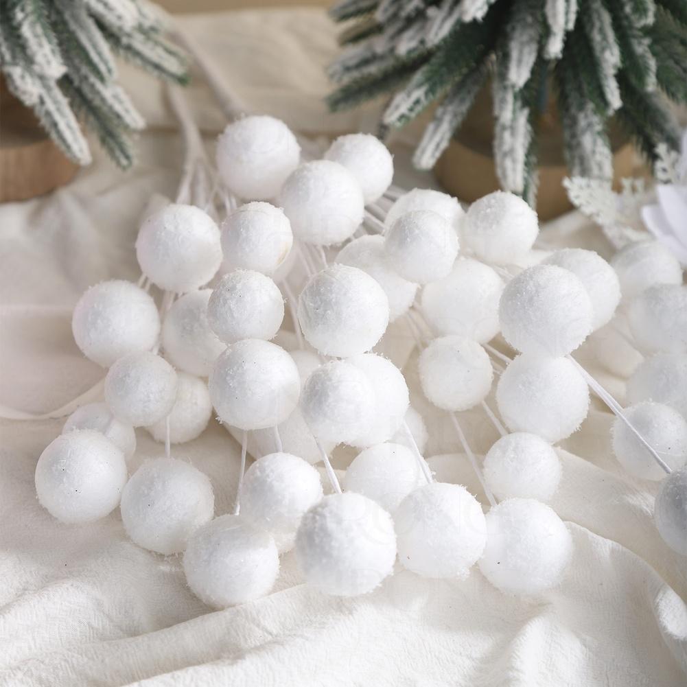 Christmas Tree Ornament White Snowball Foam Decorations for Holiday Window Setup and Party Displays with Classic Seasonal Style