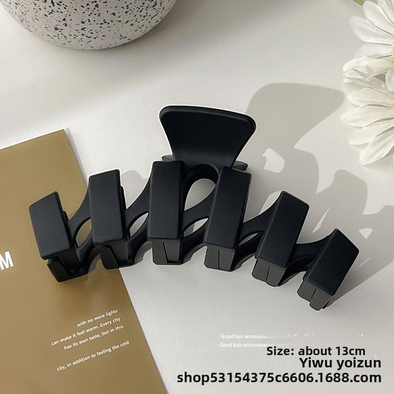 

Волнистая заколка-краб для волос для женщин, большая заколка-акула на затылок, летняя, с геометрическими линиями Black 13cm(1pc)