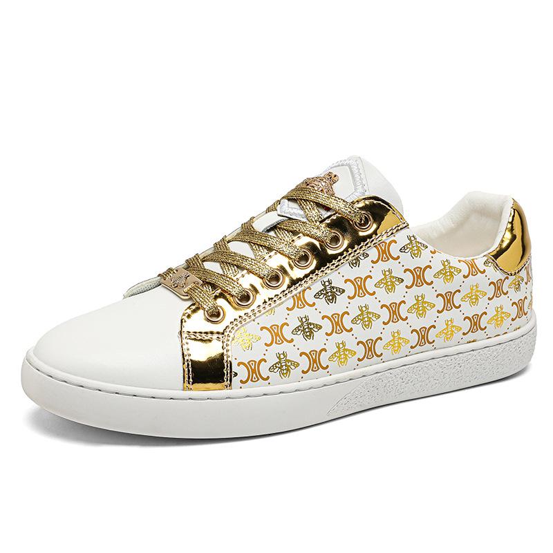 

European Station Casual Men s Shoes 2025 Retro Flying Eagle Business Casual Leather Shoes Korean Version Versatile Men s Board Shoes Tide 43 золотий