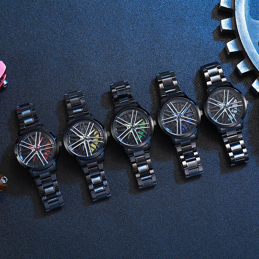 Sports Car Wheel Hub Rotatable Watch Men'S Wheel Quartz Watch Fashion Trendy Men'S Watch