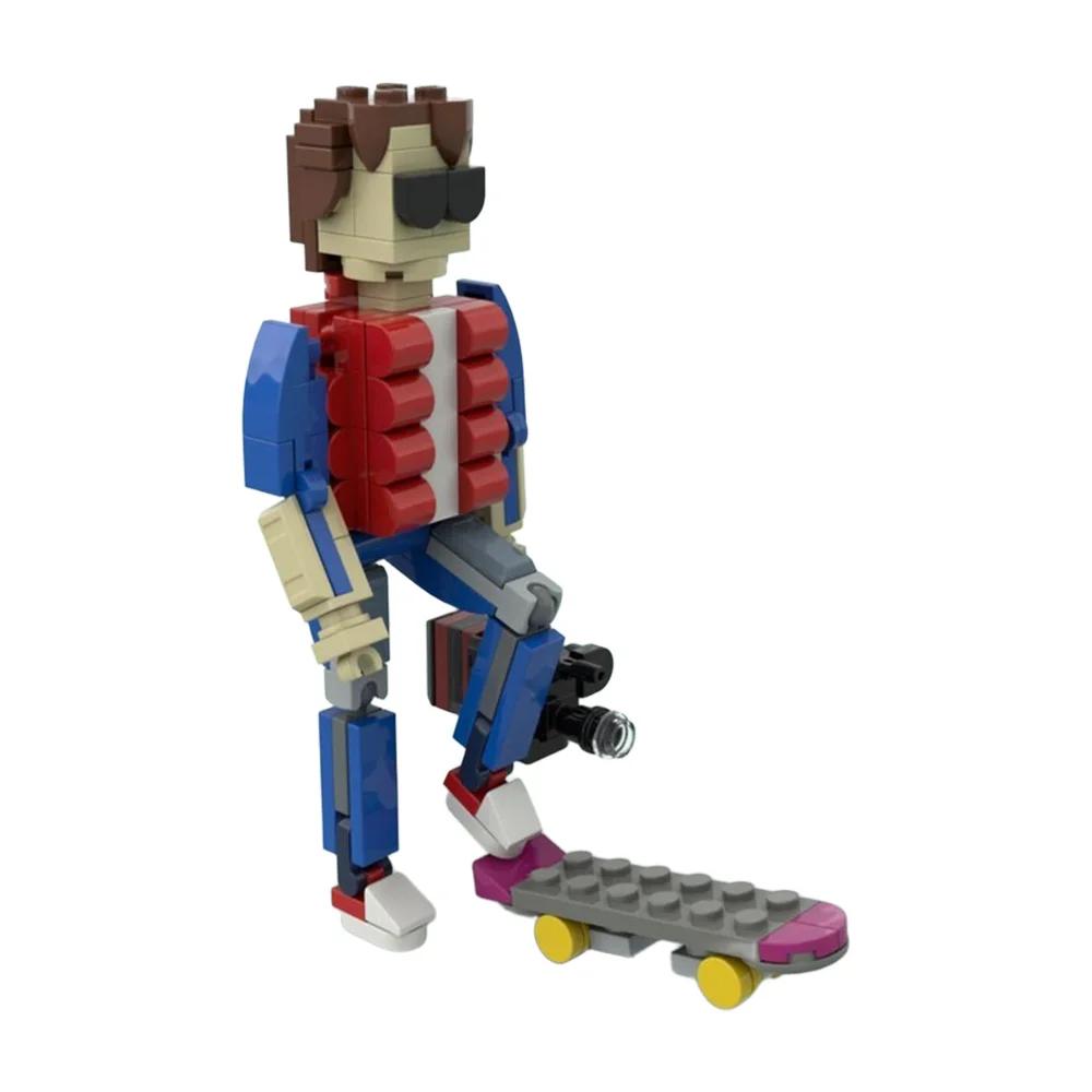 Gobricks MOC Marty McFly mit Skateboard und Kamera Bausteine Back to the Future Steine Modell Lernspielzeug Geschenk