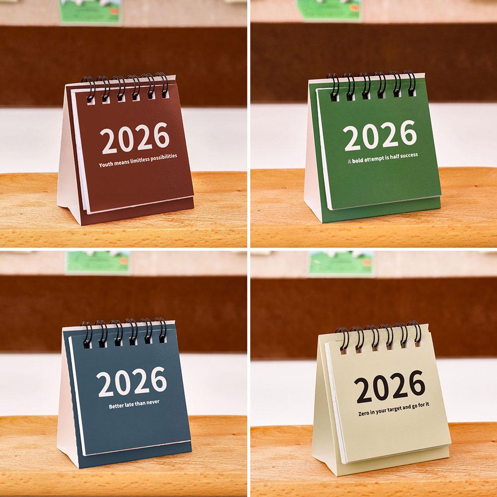 2025.6-2026.12 Mini Simple Calendar Creative Coil Calendar Planner Small Desk Calendar Desktop Decoration Office Stationery