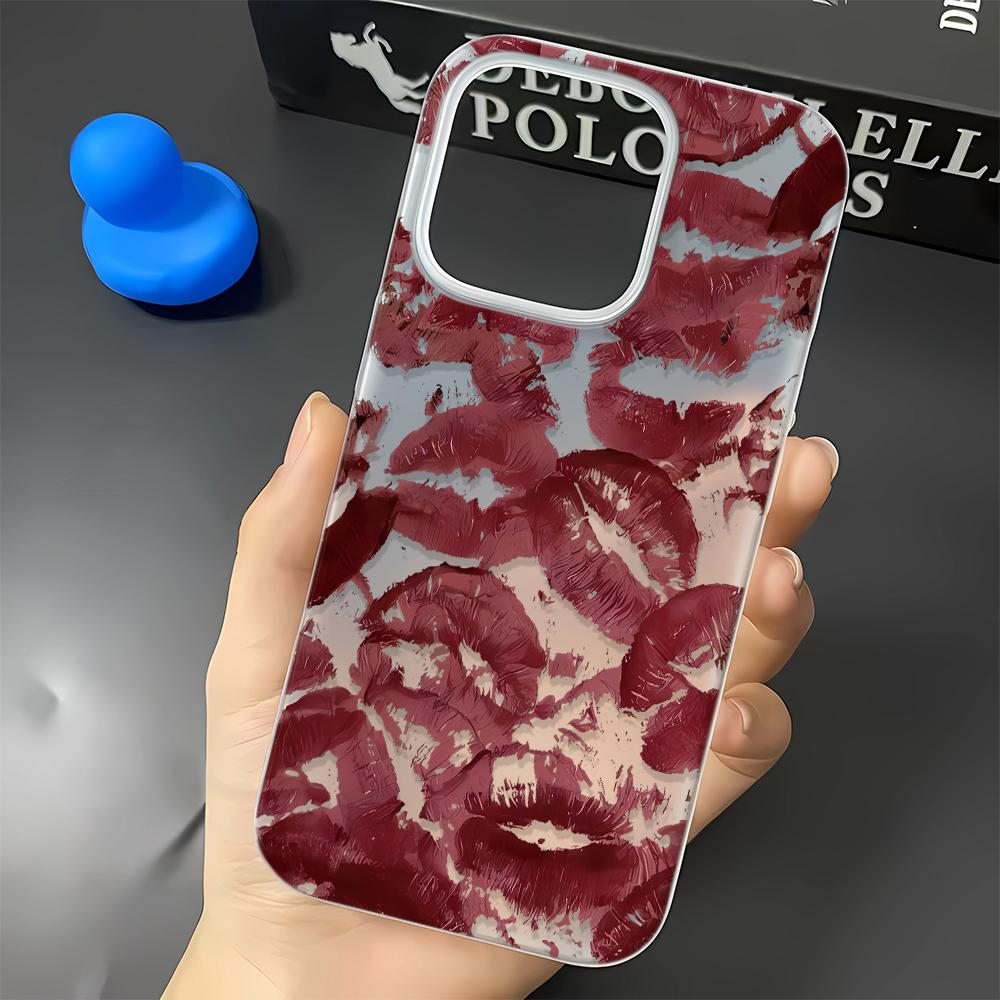 Ultra Slim Phone Case For Iphone 14 16 17 Air 15Plus 12 13 11 Pro Max Protective Thin Shell Sexy Red Lips Durable Flexible Cover