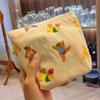 Ins Flat Top Bag Large Capacity Makeup Bag Cute Cartoon Bear Cosmetic Bag  Girly